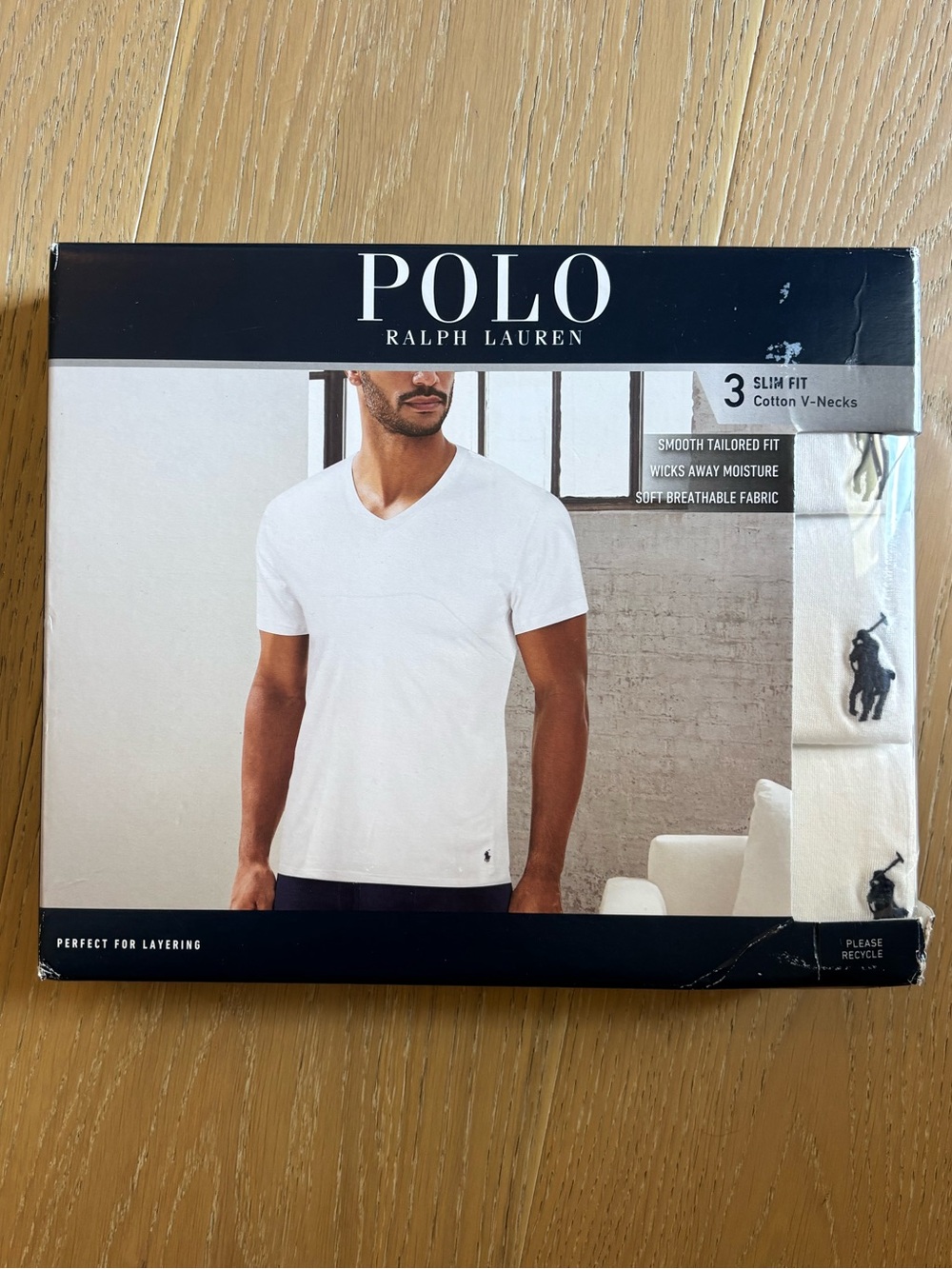 Polo Ralph Lauren 3-Pack Slim-Fit Classic Cotton V Neck Undershirts Men's Size M